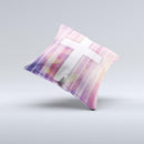 Vector White Cross v2 over Vibrant Fading Purple Fabric Streaks  Ink-Fuzed Decorative Throw Pillow