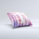 Vector White Cross v2 over Vibrant Fading Purple Fabric Streaks  Ink-Fuzed Decorative Throw Pillow