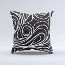 Vector White and Black Segmented Swirls  Ink-Fuzed Decorative Throw Pillow