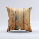 Vertical Raw Aged Wood Planks Ink-Fuzed Decorative Throw Pillow