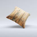 Vertical Raw Aged Wood Planks Ink-Fuzed Decorative Throw Pillow