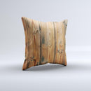 Vertical Raw Aged Wood Planks Ink-Fuzed Decorative Throw Pillow