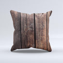 Vetrical Raw Dark Aged Wood Planks Ink-Fuzed Decorative Throw Pillow