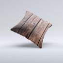 Vetrical Raw Dark Aged Wood Planks Ink-Fuzed Decorative Throw Pillow