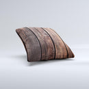 Vetrical Raw Dark Aged Wood Planks Ink-Fuzed Decorative Throw Pillow