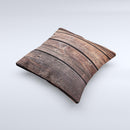Vetrical Raw Dark Aged Wood Planks Ink-Fuzed Decorative Throw Pillow