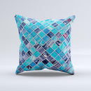 Vibrant Blue Glow-Tiles  Ink-Fuzed Decorative Throw Pillow