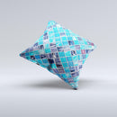 Vibrant Blue Glow-Tiles  Ink-Fuzed Decorative Throw Pillow