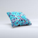 Vibrant Blue Glow-Tiles  Ink-Fuzed Decorative Throw Pillow