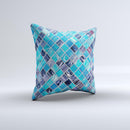 Vibrant Blue Glow-Tiles  Ink-Fuzed Decorative Throw Pillow