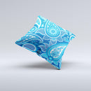 Vibrant Blue Paisley Design Ink-Fuzed Decorative Throw Pillow