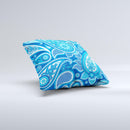 Vibrant Blue Paisley Design Ink-Fuzed Decorative Throw Pillow