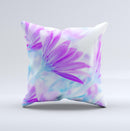 Vibrant Blue & Purple Flower Field  Ink-Fuzed Decorative Throw Pillow