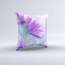 Vibrant Blue & Purple Flower Field  Ink-Fuzed Decorative Throw Pillow