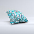 Vibrant Blue and White Paisley Design Ink-Fuzed Decorative Throw Pillow