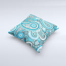 Vibrant Blue and White Paisley Design Ink-Fuzed Decorative Throw Pillow