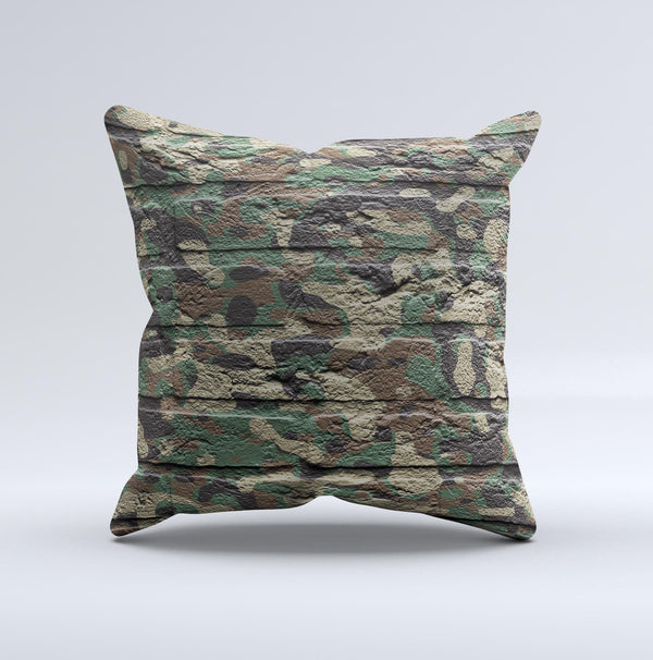 Vibrant Brick Camouflage Wall  Ink-Fuzed Decorative Throw Pillow