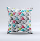 Vibrant Colored Triangled 3d Shapes Ink-Fuzed Decorative Throw Pillow