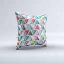 Vibrant Colored Triangled 3d Shapes Ink-Fuzed Decorative Throw Pillow