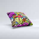 Vibrant Colored Vector Graffiti  Ink-Fuzed Decorative Throw Pillow