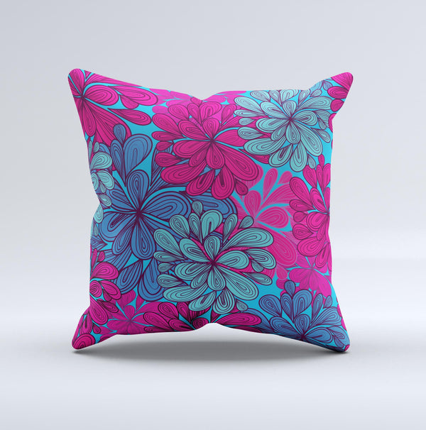 The Vibrant Colorful Floral Sprouts ink-Fuzed Decorative Throw Pillow