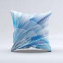 Vibrant Curving Blue HD Lines V2  Ink-Fuzed Decorative Throw Pillow