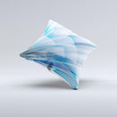 Vibrant Curving Blue HD Lines V2  Ink-Fuzed Decorative Throw Pillow