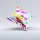 Vibrant Neon Vector Butterflies  Ink-Fuzed Decorative Throw Pillow