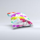 Vibrant Neon Vector Butterflies  Ink-Fuzed Decorative Throw Pillow
