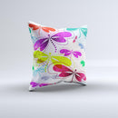 Vibrant Neon Vector Butterflies  Ink-Fuzed Decorative Throw Pillow