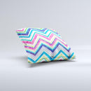 Vibrant Pink & Blue Layered Chevron Pattern Ink-Fuzed Decorative Throw Pillow