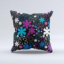 Vibrant Pink & Blue Vector Floral Ink-Fuzed Decorative Throw Pillow