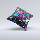Vibrant Pink & Blue Vector Floral Ink-Fuzed Decorative Throw Pillow