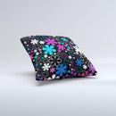 Vibrant Pink & Blue Vector Floral Ink-Fuzed Decorative Throw Pillow