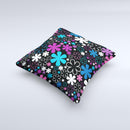 Vibrant Pink & Blue Vector Floral Ink-Fuzed Decorative Throw Pillow
