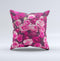 The Vibrant Pink Vintage Rose Field ink-Fuzed Decorative Throw Pillow
