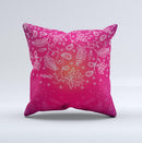Vibrant Pink & White Branch Illustration Ink-Fuzed Decorative Throw Pillow