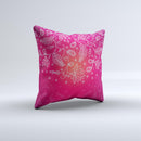 Vibrant Pink & White Branch Illustration Ink-Fuzed Decorative Throw Pillow