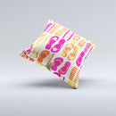 Vibrant Pink & Yellow Flip-Flop Vector Ink-Fuzed Decorative Throw Pillow