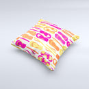 Vibrant Pink & Yellow Flip-Flop Vector Ink-Fuzed Decorative Throw Pillow