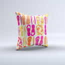 Vibrant Pink & Yellow Flip-Flop Vector Ink-Fuzed Decorative Throw Pillow