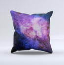Vibrant Purple and Blue Nebula  Ink-Fuzed Decorative Throw Pillow