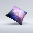 Vibrant Purple and Blue Nebula  Ink-Fuzed Decorative Throw Pillow
