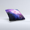 Vibrant Purple and Blue Nebula  Ink-Fuzed Decorative Throw Pillow