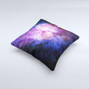 Vibrant Purple and Blue Nebula  Ink-Fuzed Decorative Throw Pillow