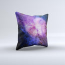 Vibrant Purple and Blue Nebula  Ink-Fuzed Decorative Throw Pillow
