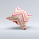 Vibrant Red & Yellow Sharp Layered Chevron Pattern  Ink-Fuzed Decorative Throw Pillow