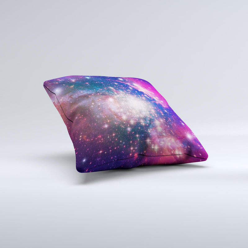 The Vibrant Sparkly Pink Space ink-Fuzed Decorative Throw Pillow