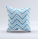 Vintage Blue Striped Chevron Pattern V4 Ink-Fuzed Decorative Throw Pillow