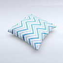 Vintage Blue Striped Chevron Pattern V4 Ink-Fuzed Decorative Throw Pillow
